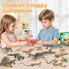 14PCS figuras de animales de reptiles juguetes anfibios diorama juguetes