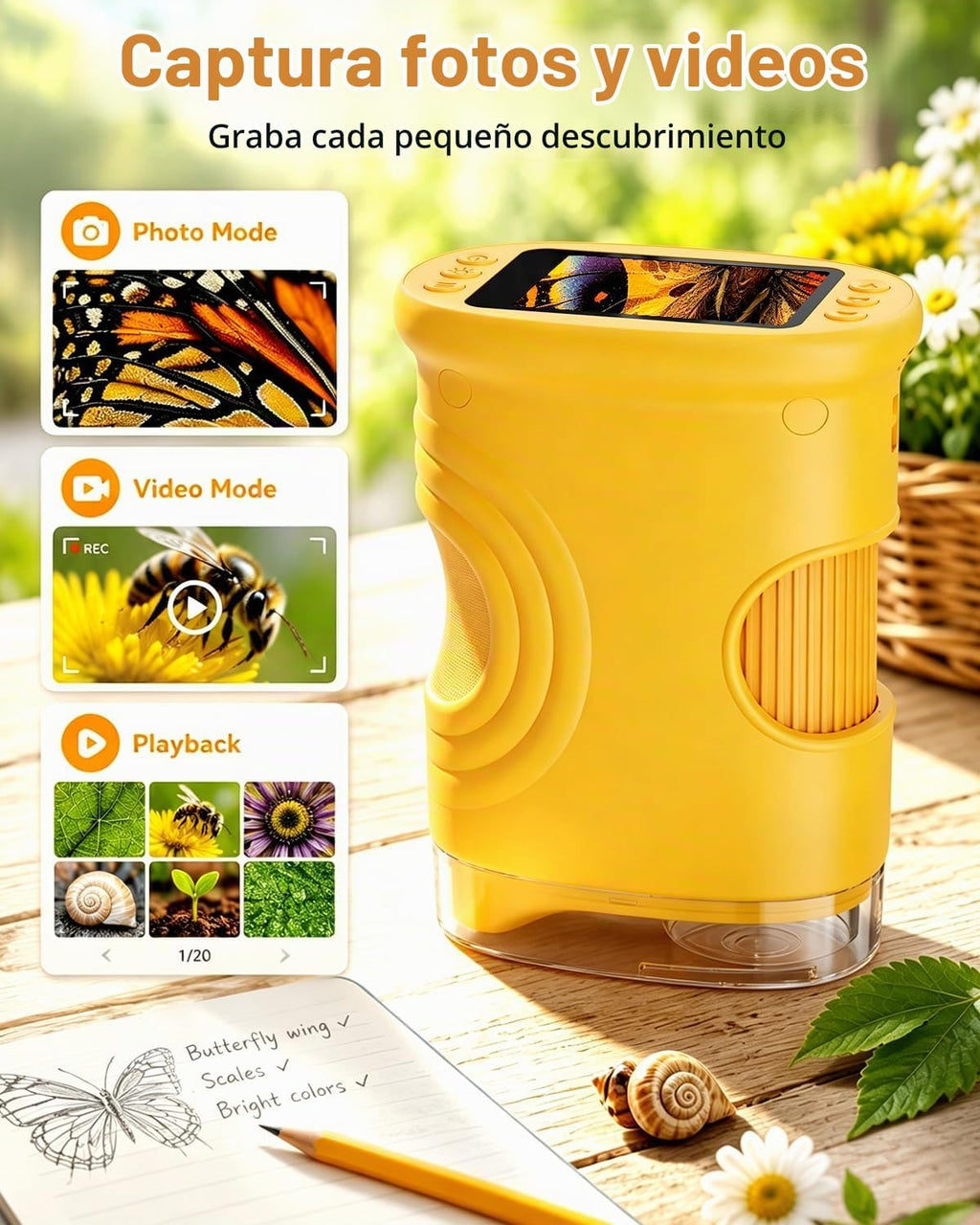 1000X Digital Handheld Microscope para Kids Portable Outdoor Toys & Gifts