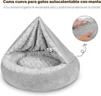 JOEJOY Cama pequeña para perros y gatos con manta con capucha, acogedora cama de lujo para cachorros y mascotas, redonda en forma de dona, calmante y antiansiedad, cama cueva para perros, parte