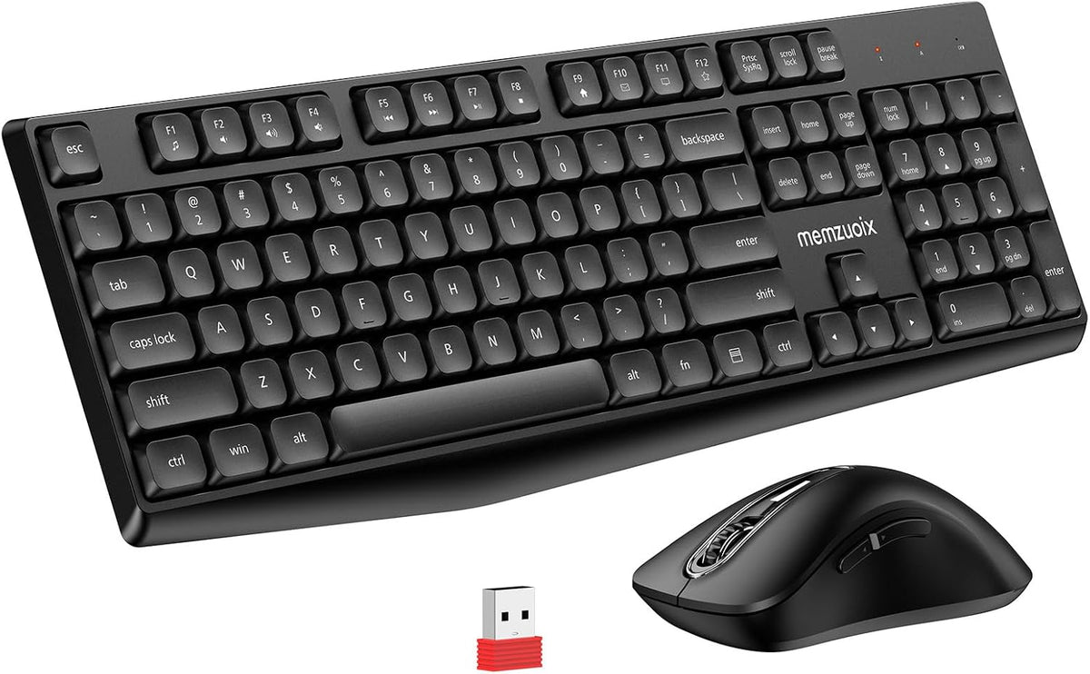 memzuoix Combo de teclado y mouse inalámbricos, juego ergonómico de...
