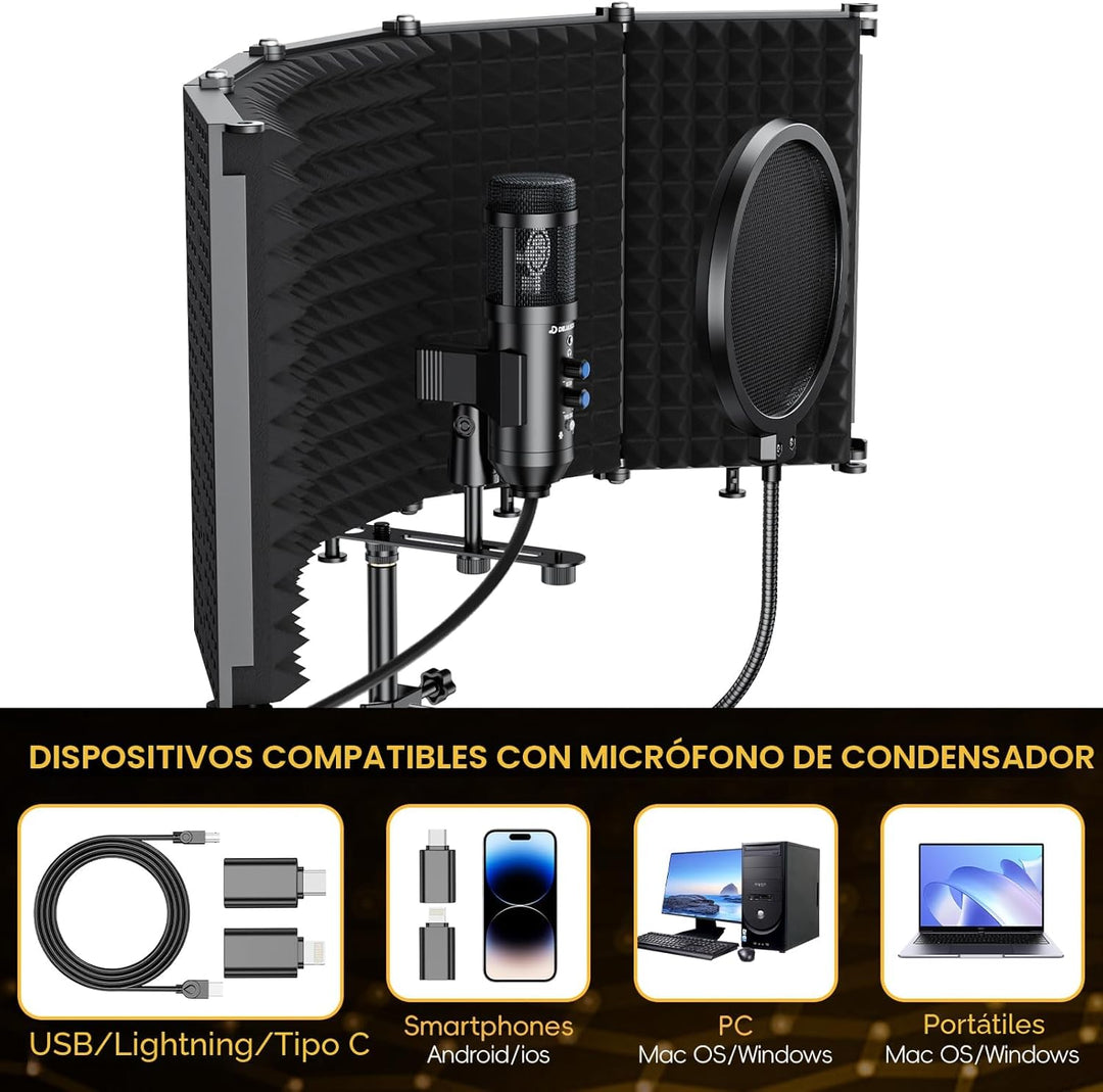 Dejasound - Micrófono de grabación de estudio mejorado con escudo d...