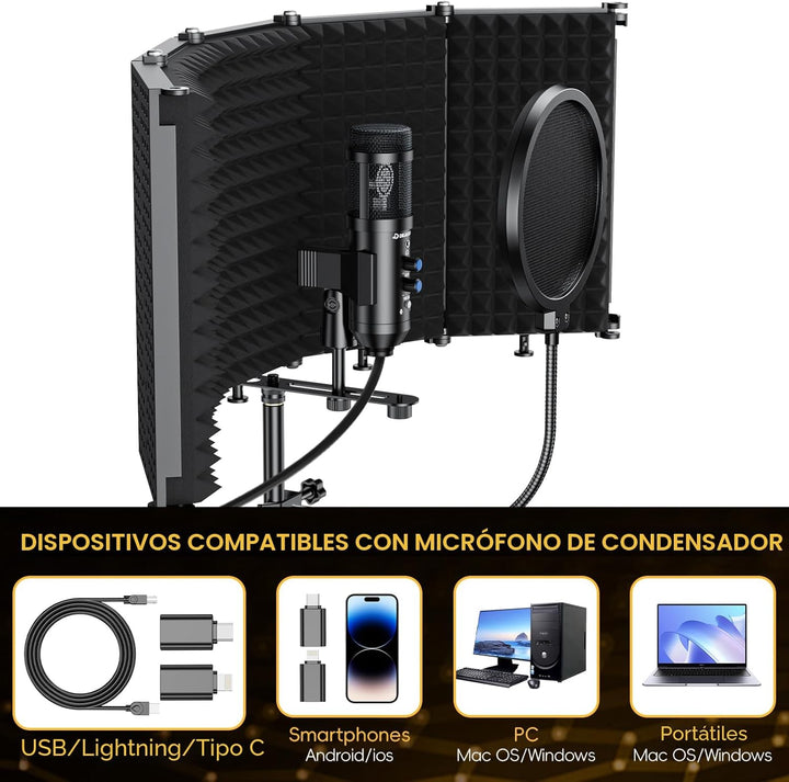 Dejasound - Micrófono de grabación de estudio mejorado con escudo d...