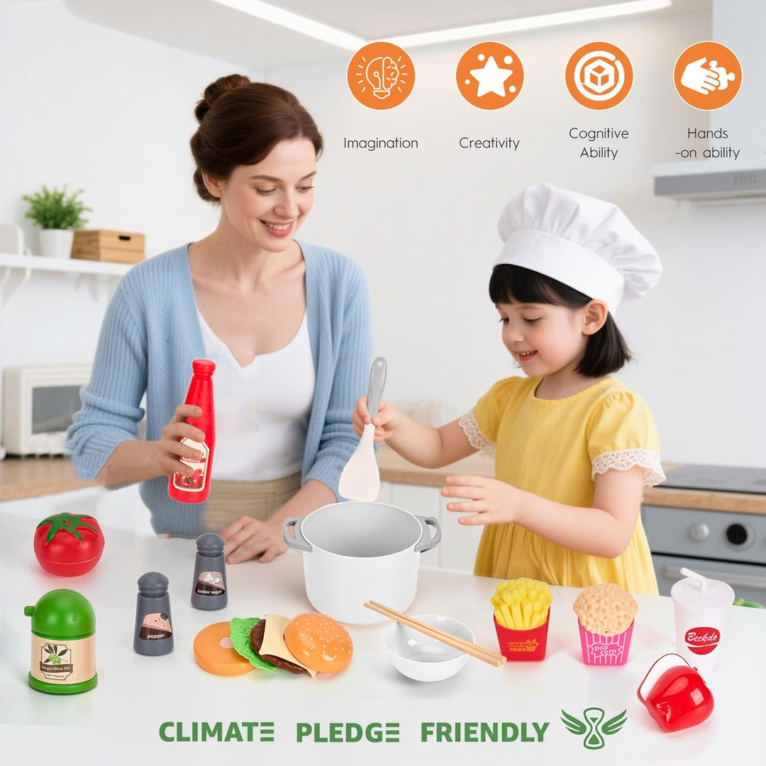 Juego de cocina de 130 piezas, ollas de juego de cocina para niños,...
