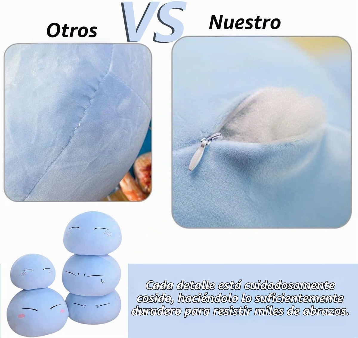 Almohadas de peluche de anime Slime de peluche para muñeca de peluche, juguetes de regalo (17.7 pulgadas, feliz)