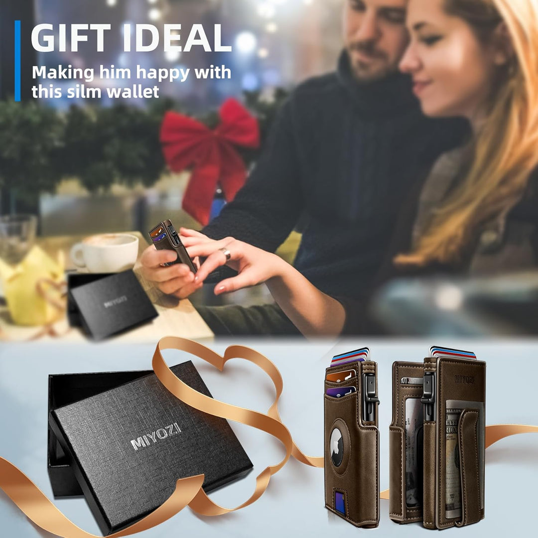 Miyozi - Billetera Airtag para hombre, con clip de dinero, estuche...
