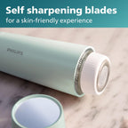 Philips Beauty Serie 5000 - Afeitadora eléctrica y peluquera personal para mujer, inalámbrica y compacta, cabeza hipoalergénica, depilación suave y rápida, fácil retoques, verde menta, BRR474/00