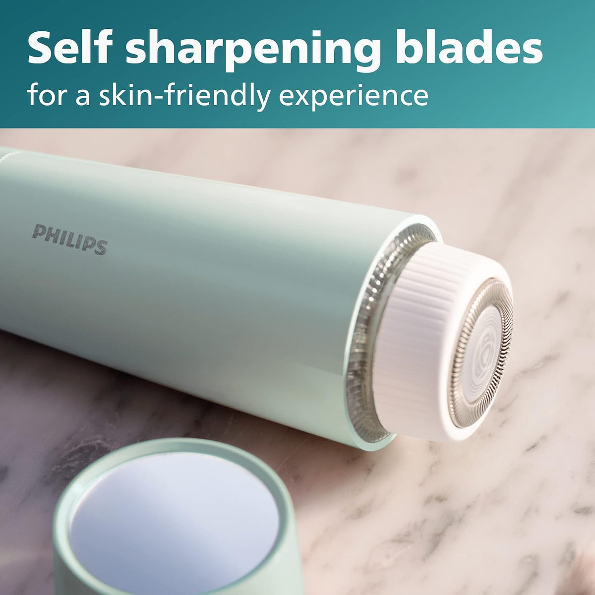 Philips Beauty Serie 5000 - Afeitadora eléctrica y peluquera personal para mujer, inalámbrica y compacta, cabeza hipoalergénica, depilación suave y rápida, fácil retoques, verde menta, BRR474/00