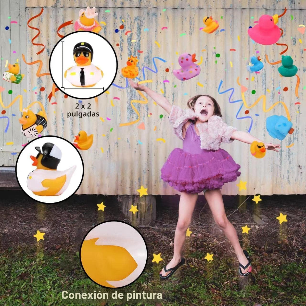 Paquete de 100 patos de goma a granel para niños, juguetes de baño y patos Jeep para patos, flotadores de pato para niños, accesorios para duchas de tiempo, regalos de fiesta de cumpleaños para bebé