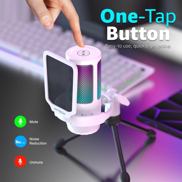IXTECH Micrófono USB para juegos para PC, micrófono de condensador...
