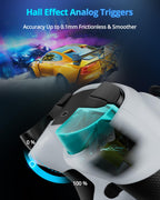 Controlador Inalámbrico Multiplataforma, Controlador de Juegos para PC con Adaptador 2.4G/Joysticks Hall/Hall Triggers/Batería de 1200 mAh/4 Botones Programables/Iluminación RGB, Compatible con PC Windows 7/8.1/10/11, Switch/OLED/Lite, iOS, Android
