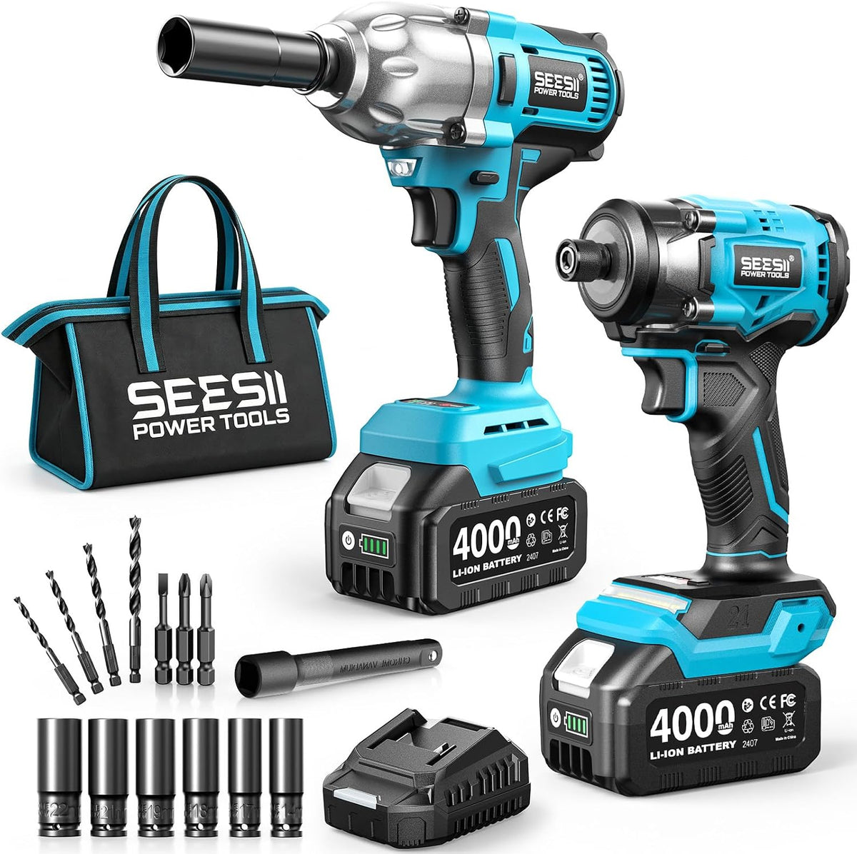 Seesii Kit combinado de llave de impacto y destornillador de impacto para