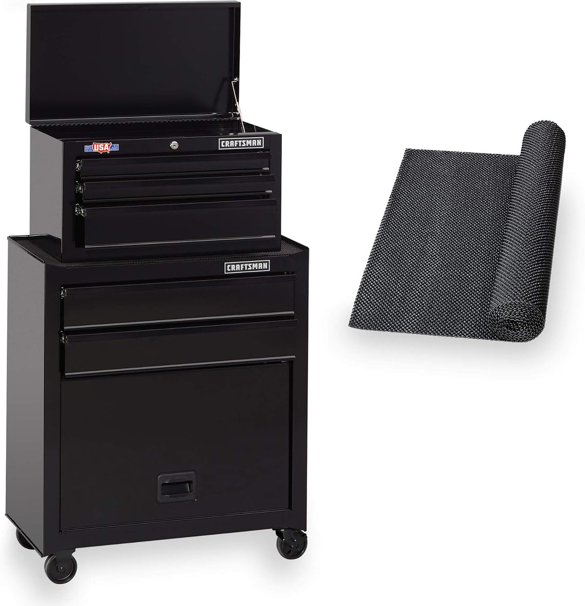 Craftsman - Cofre de herramientas con rollo de revestimiento para cajones, 26 pulgadas, 5 cajones, negro (CMST82763BK)