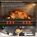 Kikcoin - Juego de 25 sartenes antiadherentes para hornear con bandeja grande para asar pavo, juego de utensilios de cerámica apilables para hornear de 450 °F con asas de silicona, hojas de galletas