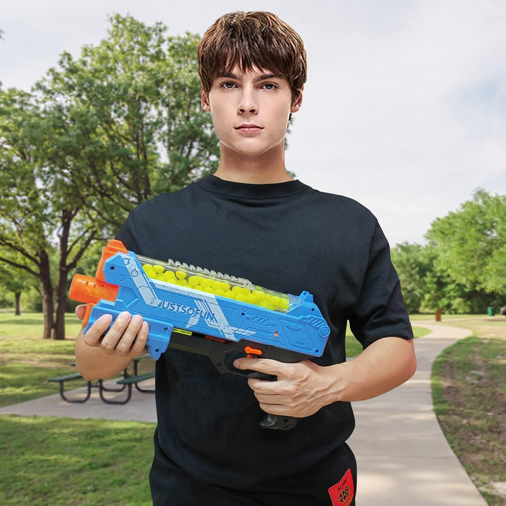 Pistola Blaster con gafas protectoras y 100 rondas para niños y niñas de hasta 110 FPS compatible con dardos Nerf Hyper Rounds, fácil de recargar, soporta hasta 50 rondas (azul claro)