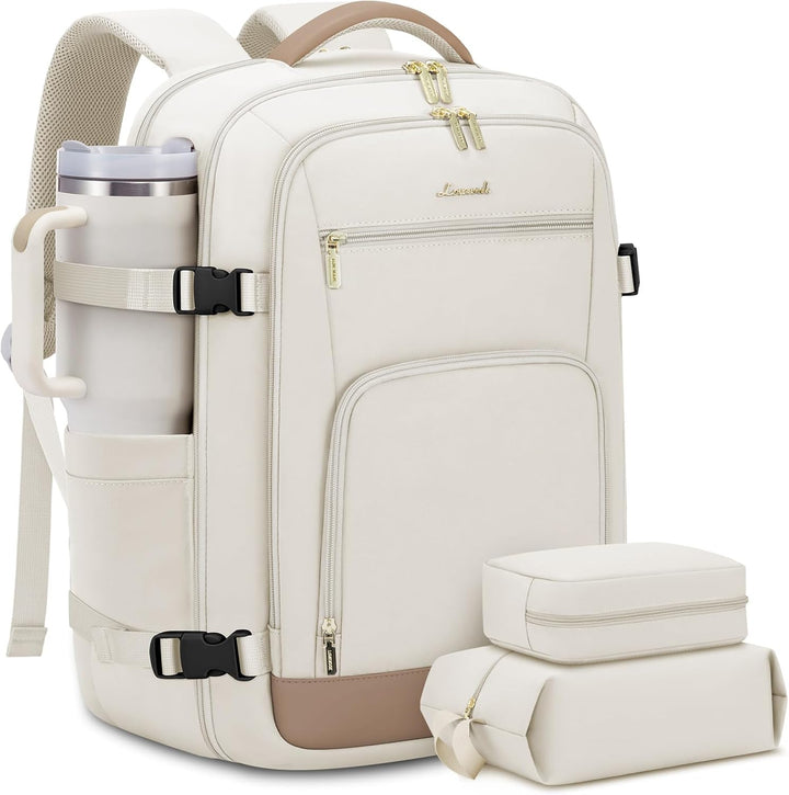 LOVEVOOK Mochila de viaje para mujeres y hombres, Beige-caqui, Moch...