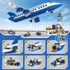 City Passenger - Juego de construcción de avión de pasajeros, 886 piezas STEM 6 en 1, juguete de bloque de construcción con terminal, autobús de lanzadera, carrito de equipaje, regalos de cumpleaños de Navidad para niños y niñas de 6 a 12 años en adelante