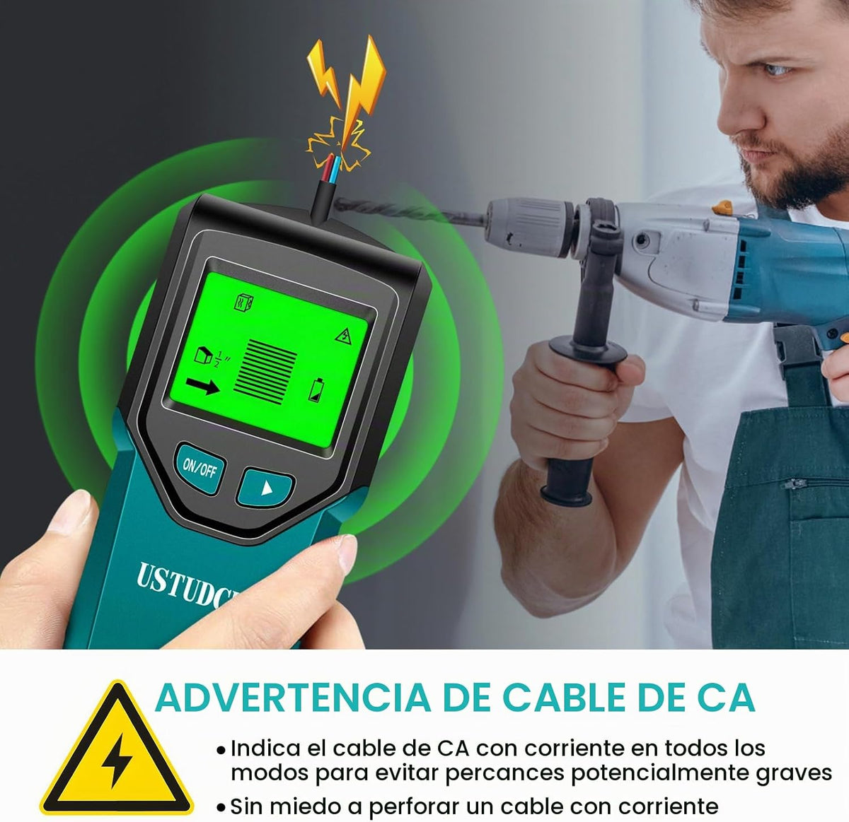 Detector de pernos - Escáner de pared electrónico 5 en 1, detector de pernos con pantalla LCD digital y chip inteligente, detector de pernos para pared para madera, cableado de CA, pernos de metal