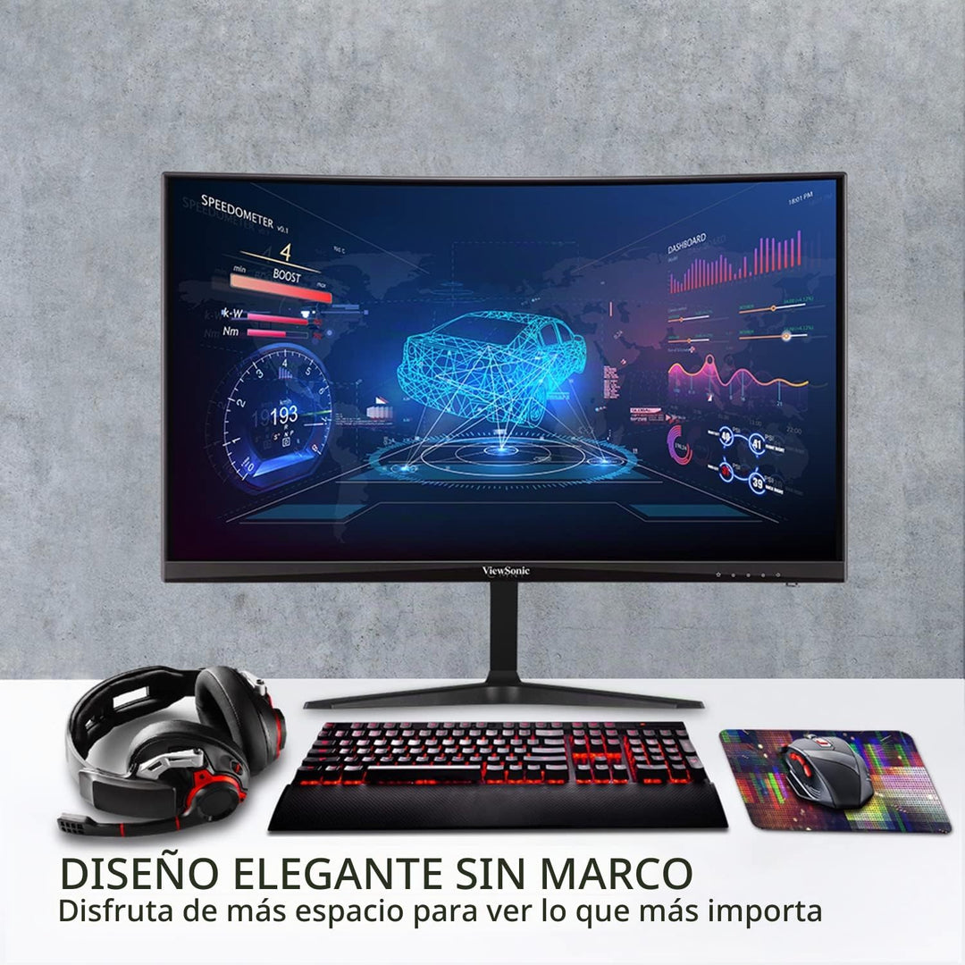 ViewSonic VX2418C Monitor curvo para juegos de 24 pulgadas, 1080p,...