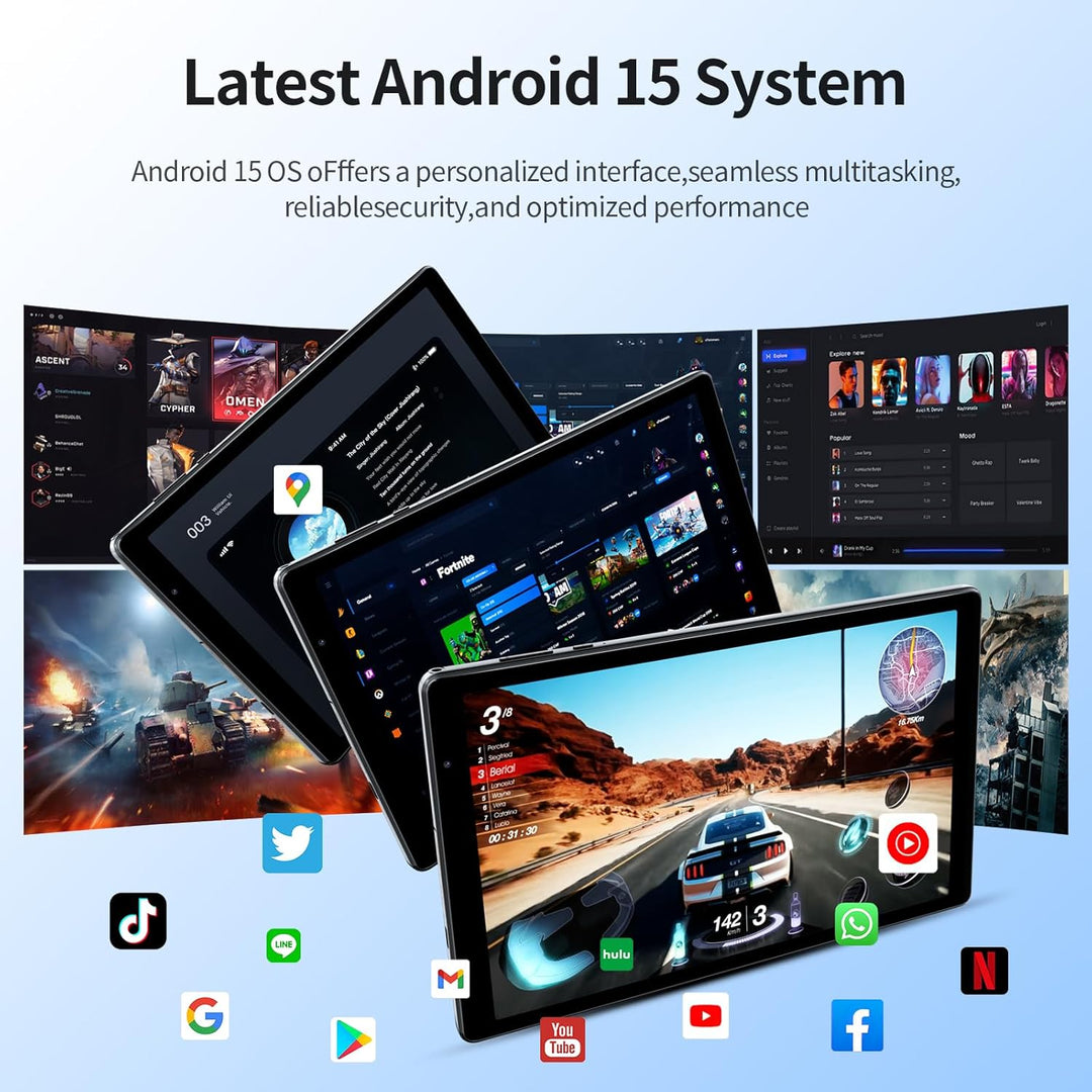 VASOUN Tablet Android 15 de 10.1" con pantalla HD IPS, 8GB RAM...