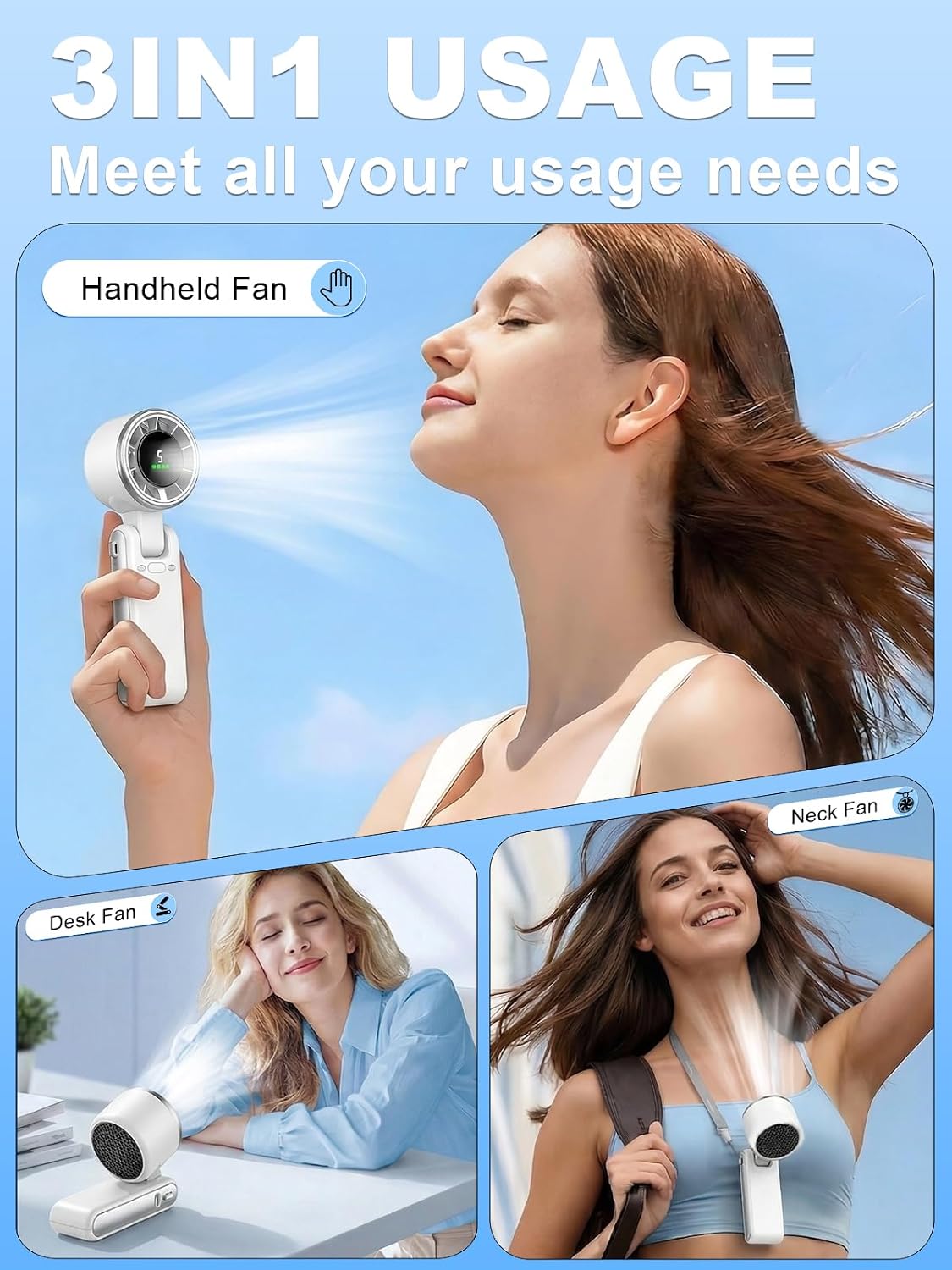 KIMWIND Ventilador turbo portátil de mano, viento de 5 engranajes,...