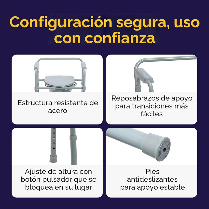 Drive Medical Inodoro de acero plegable portátil