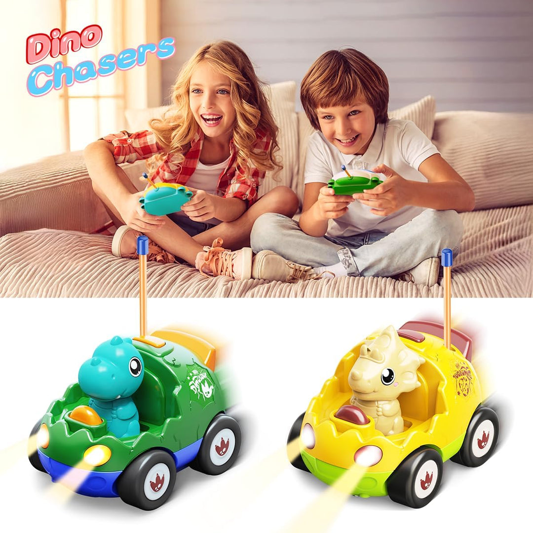 Kidz do Paquete de 2 autos a control remoto de dinosaurios para niñ...