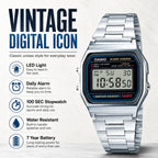 Casio A158WA Series | Reloj Digital Unisex | Vintage | WR | Cronómetro 100 SEG | Alarma Diaria | Hora Regular: Hora, Minuto, Segundo, PM, Fecha, Día | Luz LED | Batería 7 Años