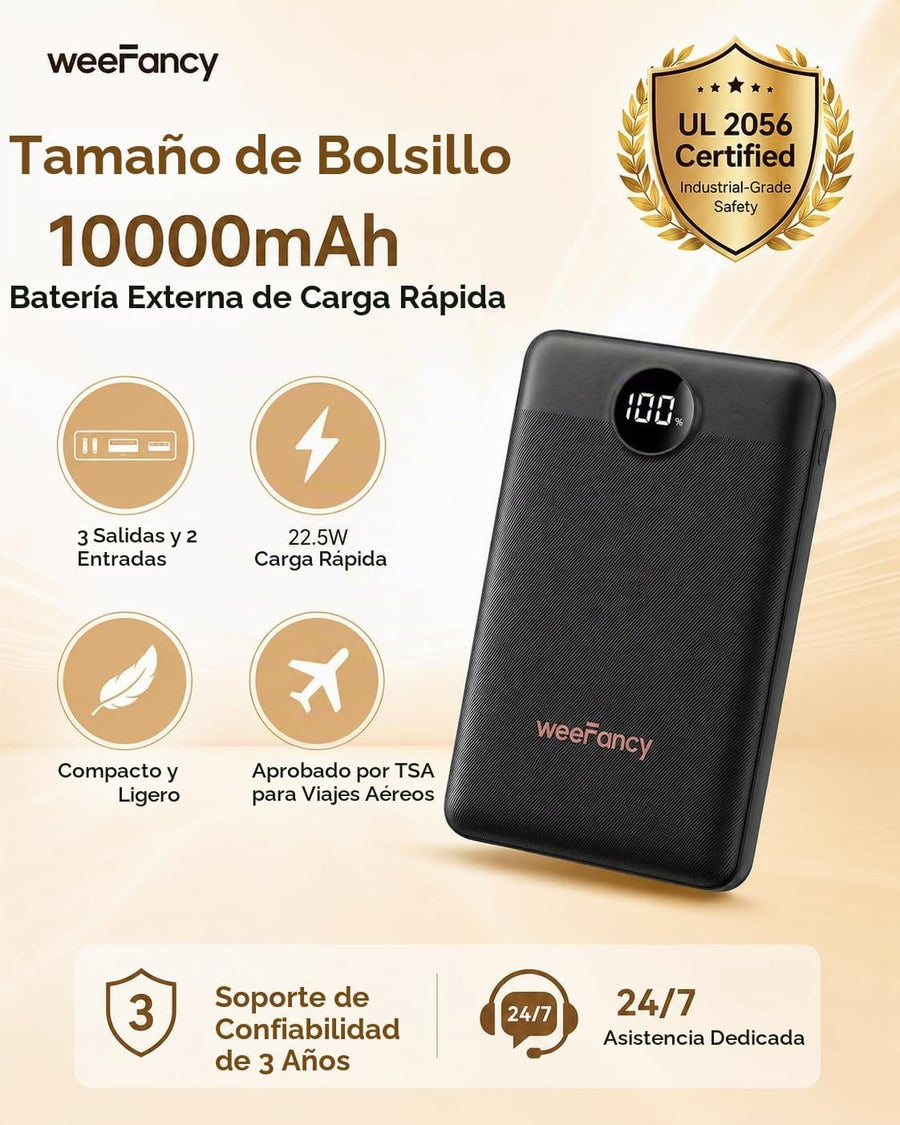 Cargador portátil pequeño de 10000 mAh, mini banco de energía con p...