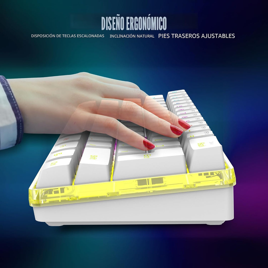 RedThunder Combo de teclado y mouse inalámbricos 60% para juegos, b...