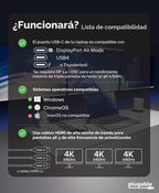 Adaptador de monitor múltiple USB C a HDMI, pantallas triples 4K60