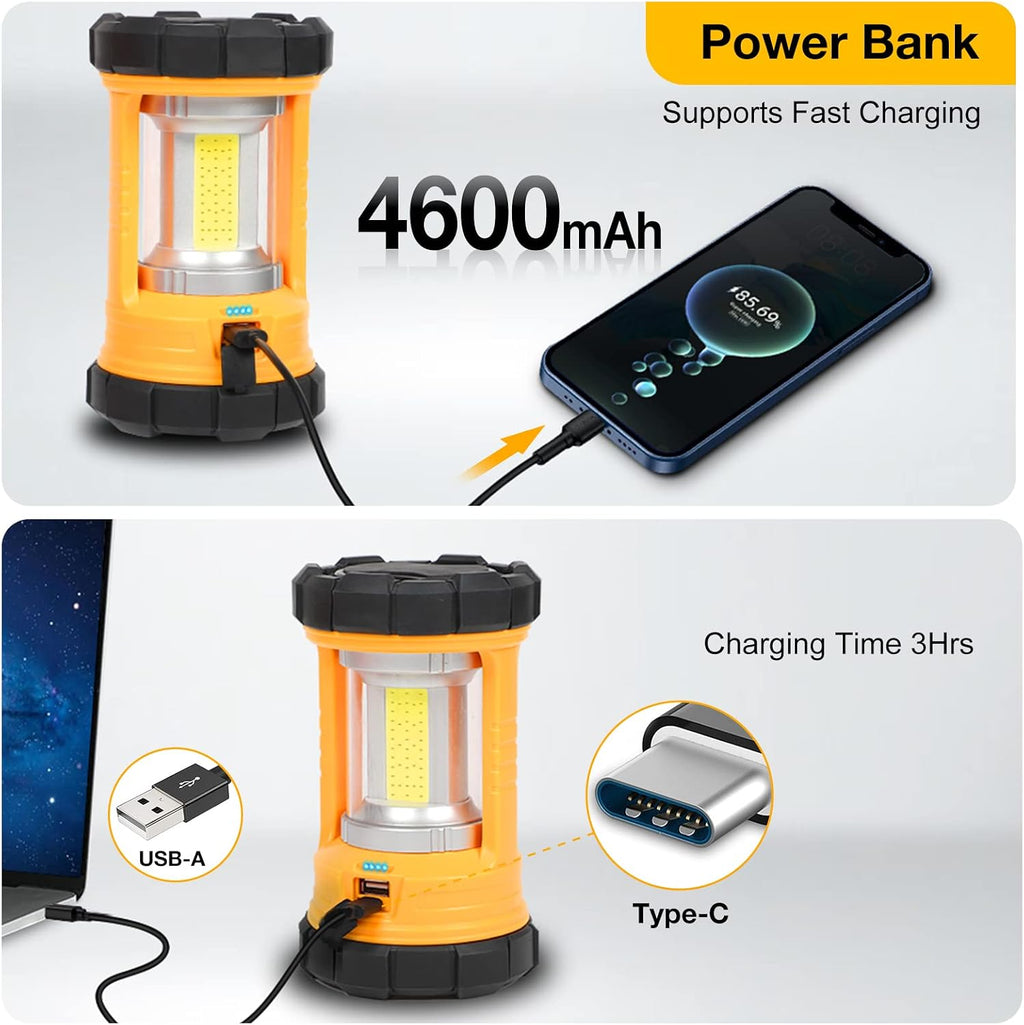 Lámpara CT CAPETRONIX Linterna de campamento, luz brillante de campamento de 3200 lúmenes, linterna LED recargable de 4600 mAh para cortes de energía, 5 modos de luz, lámpara de campamento para pesca, huracán