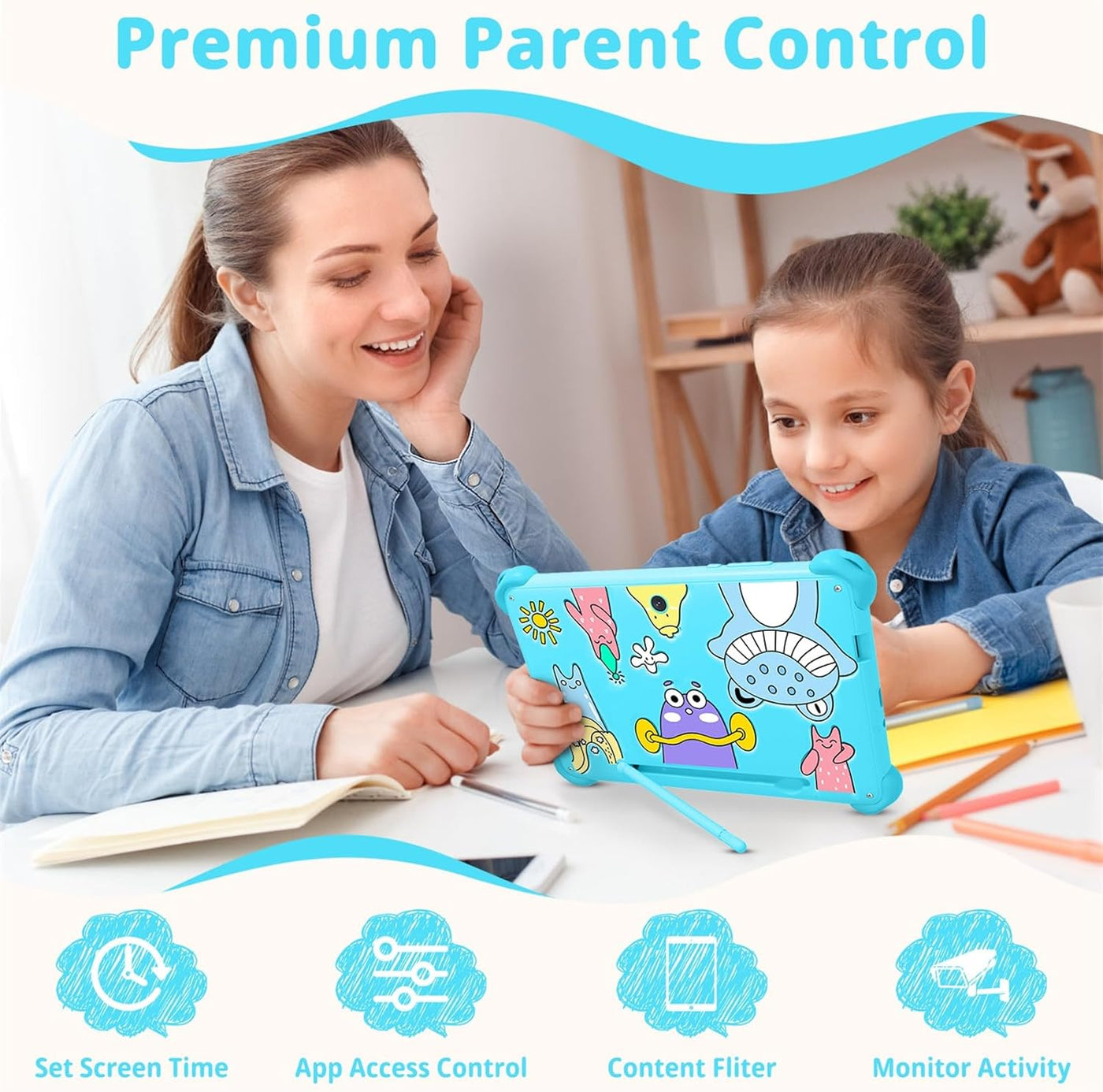 Tableta infantil de 7 pulgadas para niños, tableta Android de 32 GB...