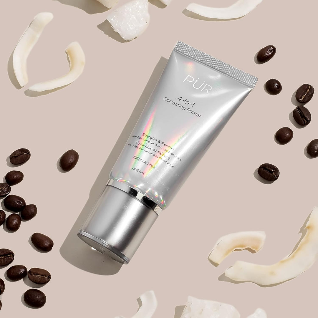 PÜR MINERALS Base correctora 4 en 1, reductor de poros, base de maq...