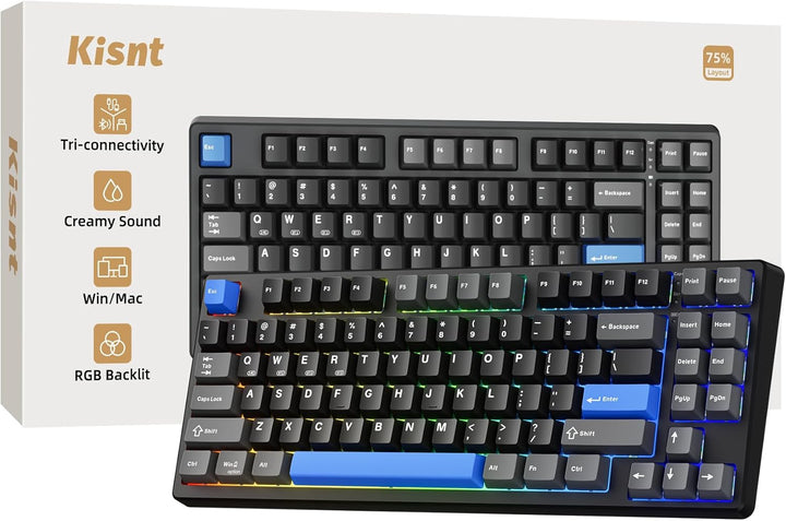 Teclado mecánico inalámbrico, montado con junta, con sonido cremoso...