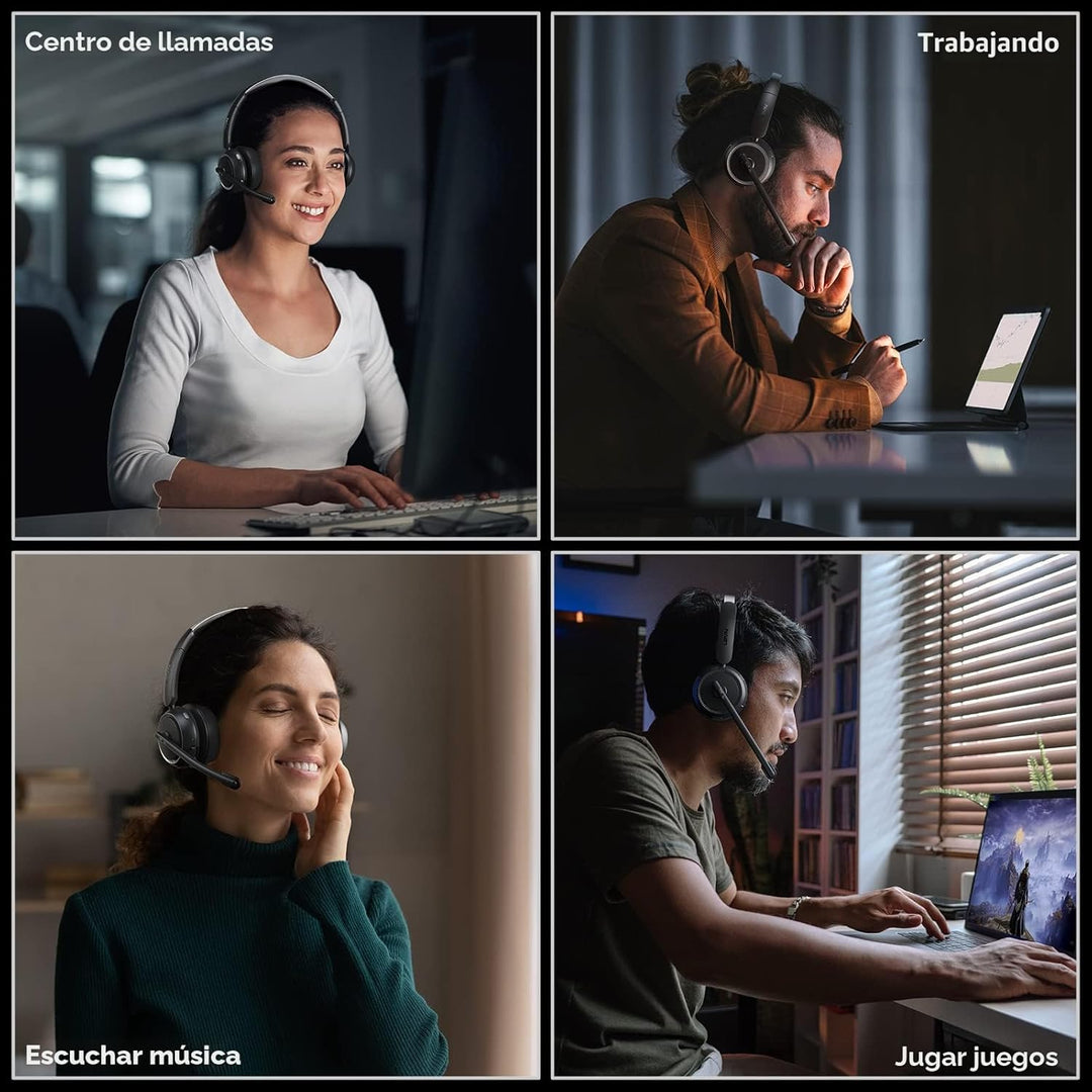Auriculares inalámbricos con micrófono para el trabajo, auriculares...