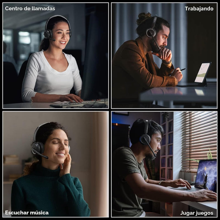 Auriculares inalámbricos con micrófono para el trabajo, auriculares...