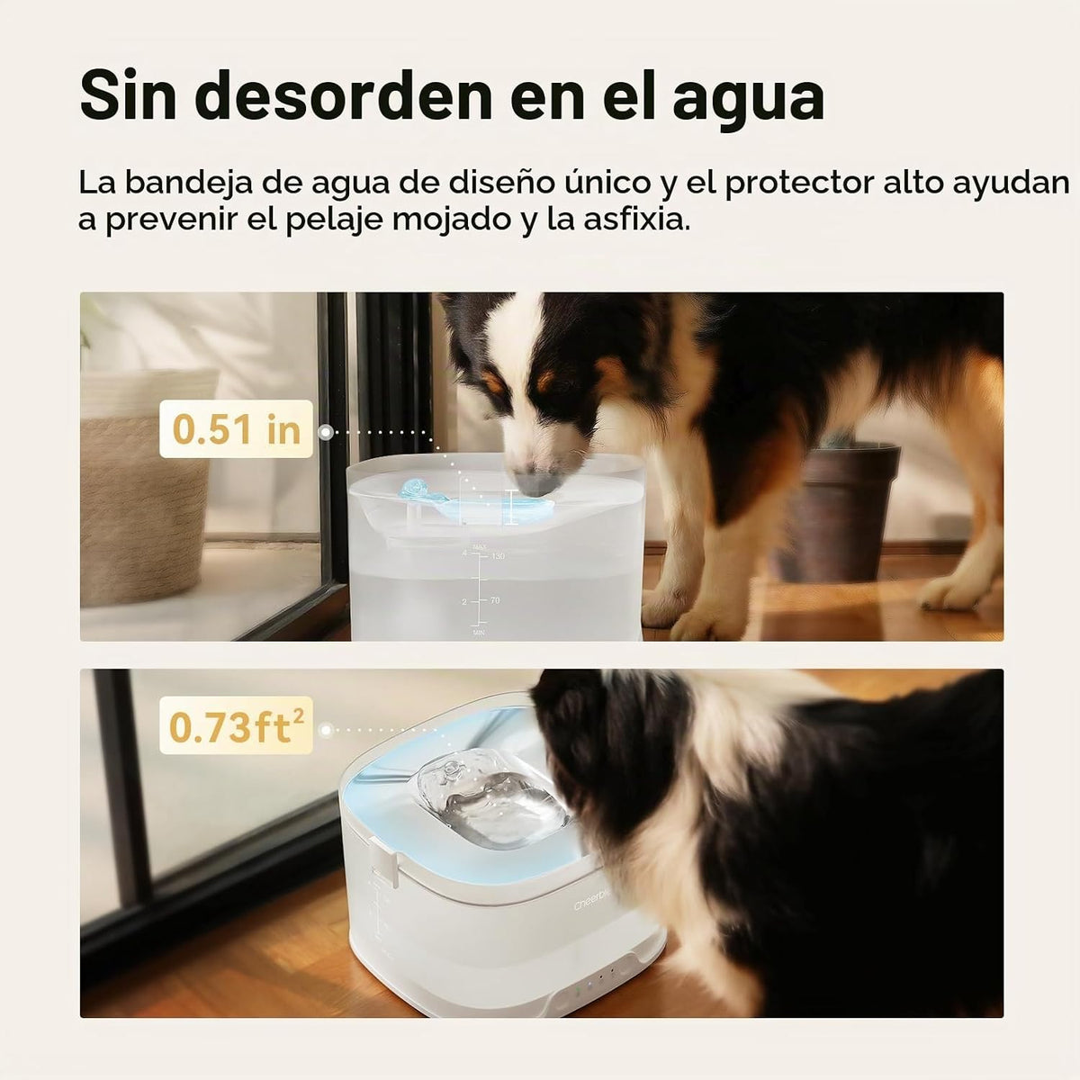 Cheerble Fuente de agua para perros sin bombeos, fuente inalámbrica para mascotas, funciona con pilas, dispensador automático de agua D1 Pro de 4 l/135 oz para perros, bandeja de acero inoxidable con