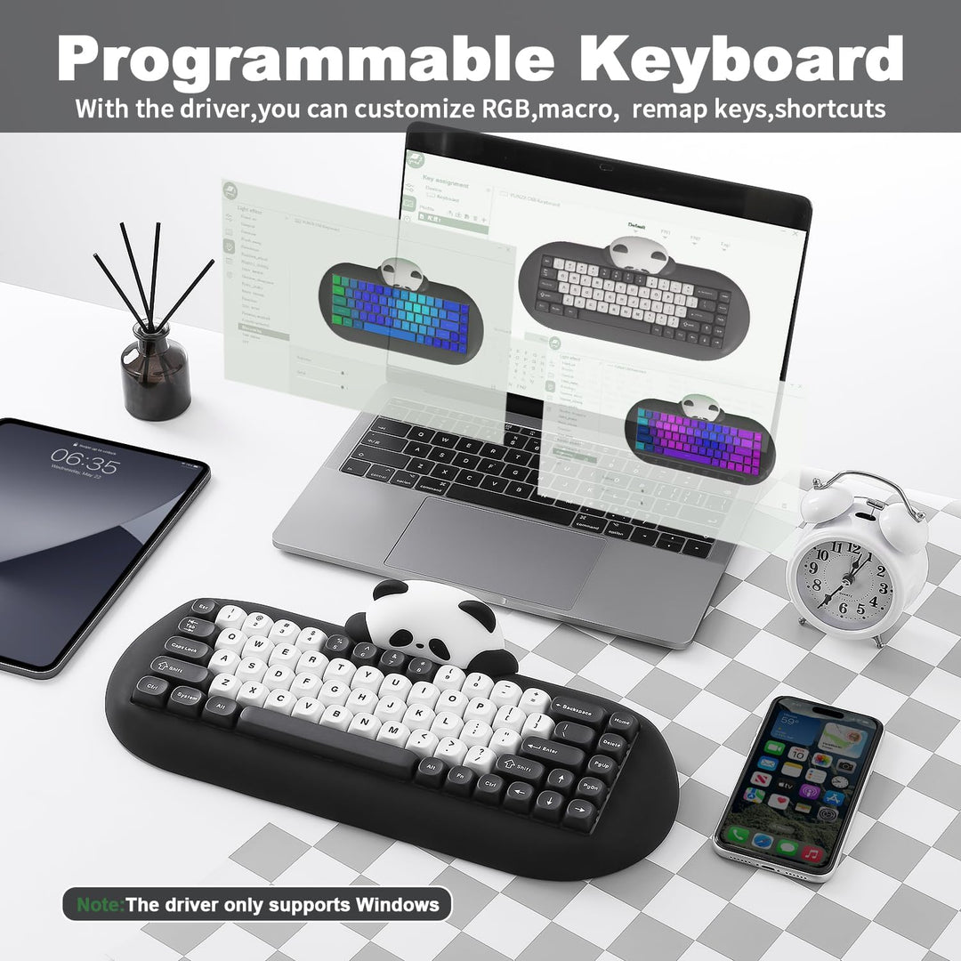 YUNZII C68 Panda Teclado Mecánico Gaming Inalámbrico, Diseño Compac...