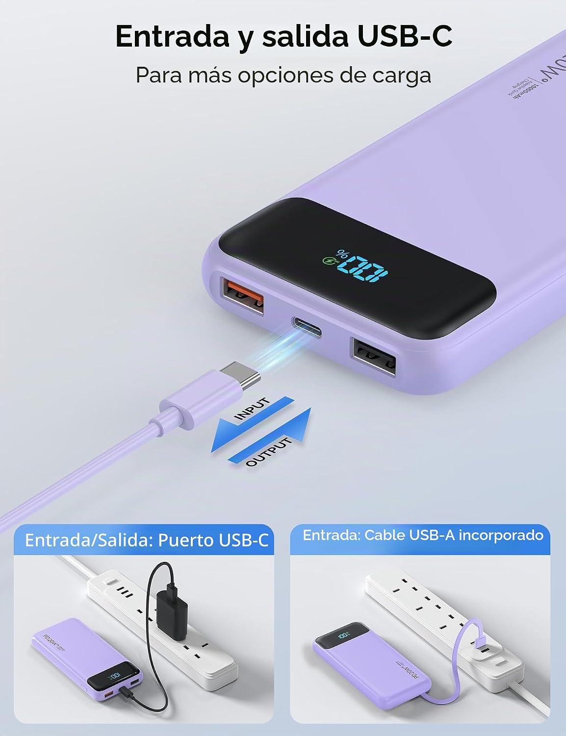 Cargador portátil, cargador de batería de carga rápida de 10000 mAh...