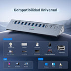 intpw, hub USB 3.0 de 12 puertos, alimentado