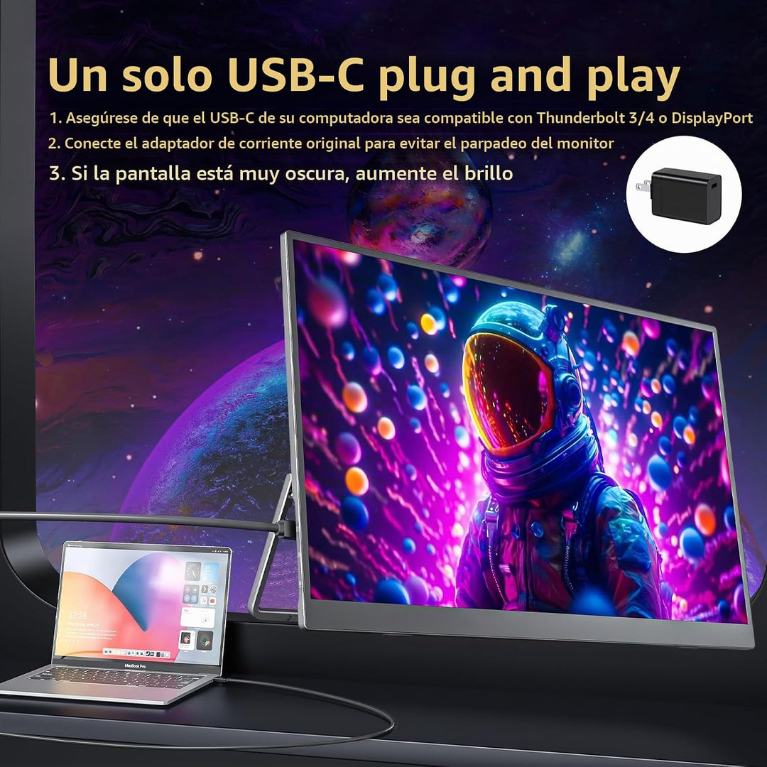 cocopar Monitor portátil IPS Monitor de viaje con USB-C HDMI pantal...
