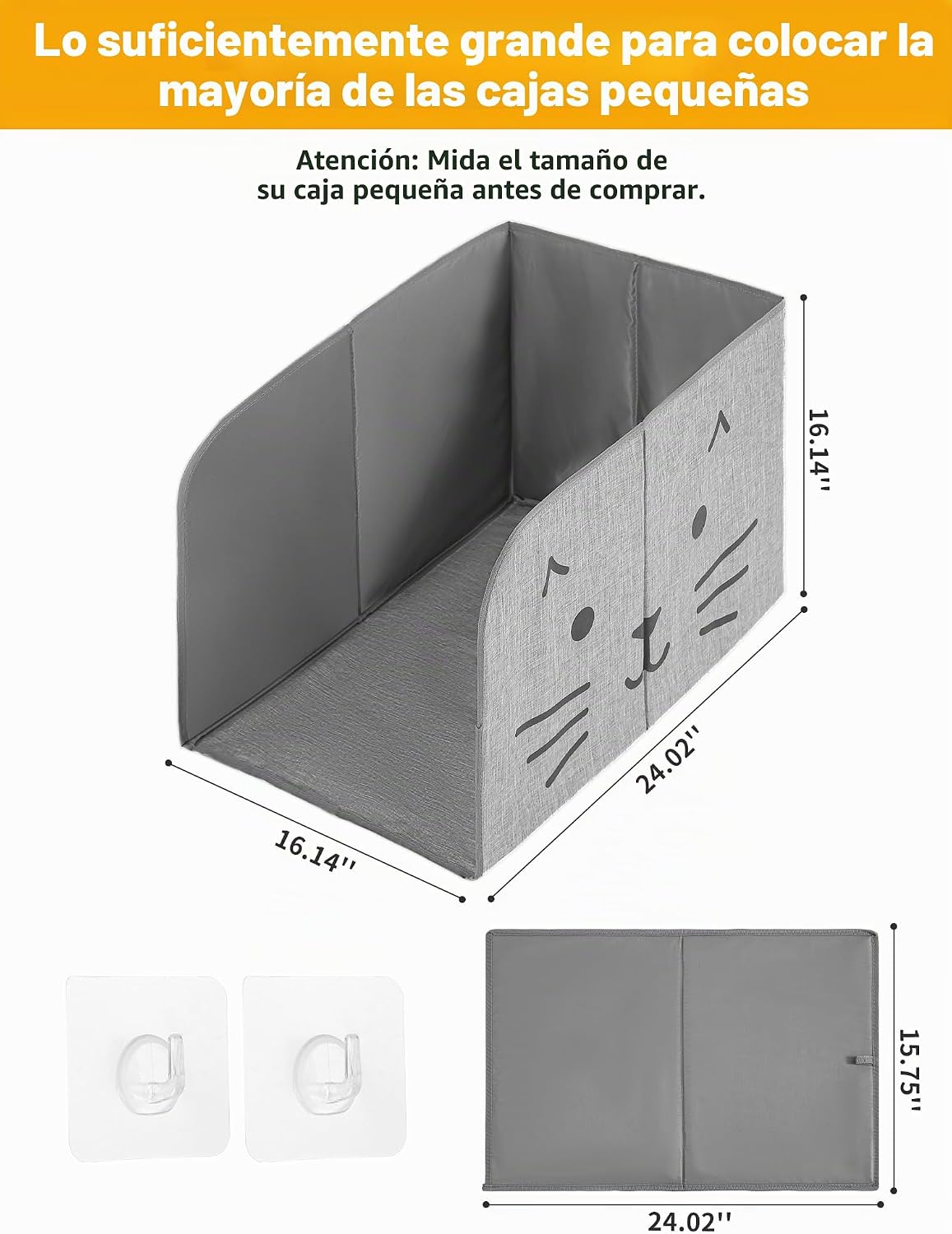 Caja de arena impermeable para gatos con alfombrilla extraíble, caja para gatos con 2 ganchos para cuchara, antifugas, control de polvo, fácil de limpiar, 24.02 x 16.14 x 16.14 pulgadas