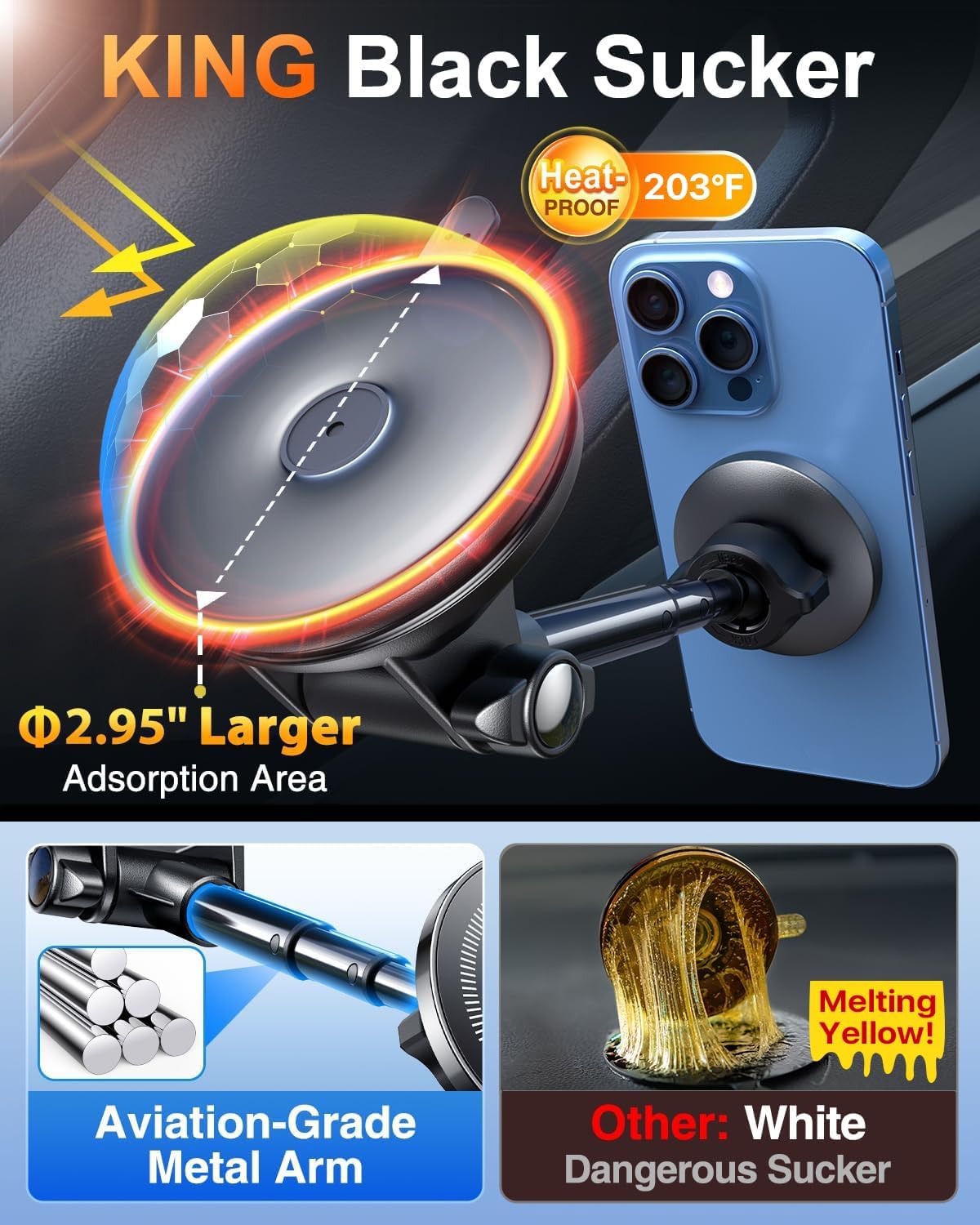 YRU Upgrade【80+LB Super Suction】Soporte magnético para teléfono para