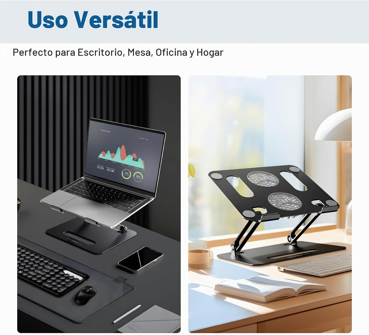 YICOSUN Soporte de refrigeración ajustable para laptop con 2 ventil...