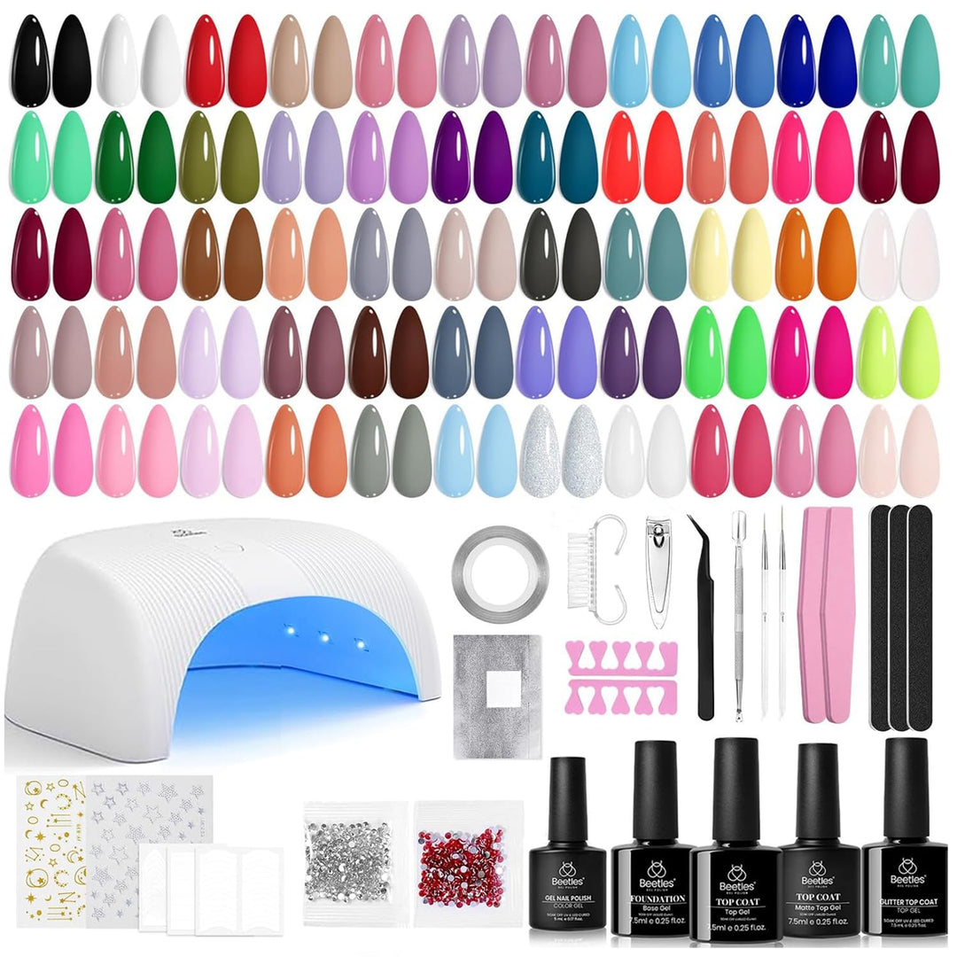 Beetles - Kit de esmalte de uñas de gel con luz UV, 80 unidades, 55...