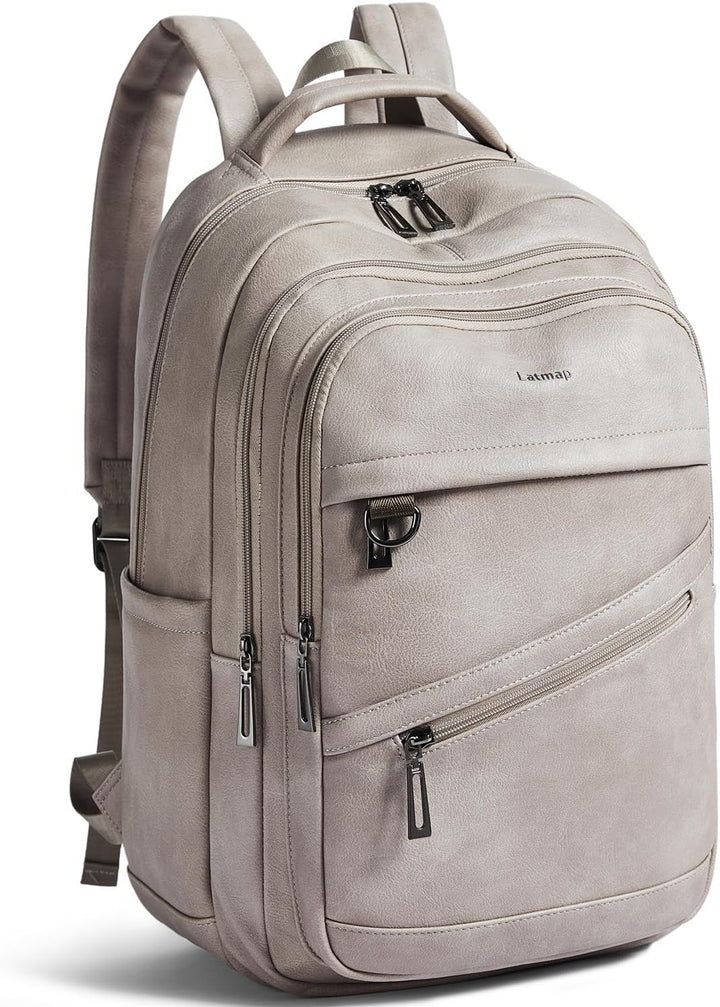LATMAP Mochila de 43L para mujeres y hombres - Mochila de cuero veg...