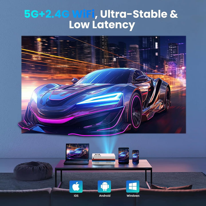FUDONI Proyector inteligente con WiFi y Bluetooth, nativo 1080P 250...