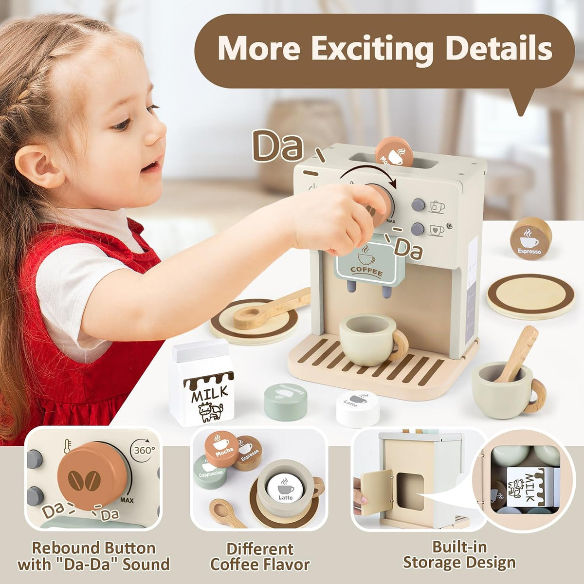 Juguete para niños, accesorios de cocina de madera, juego de simulación