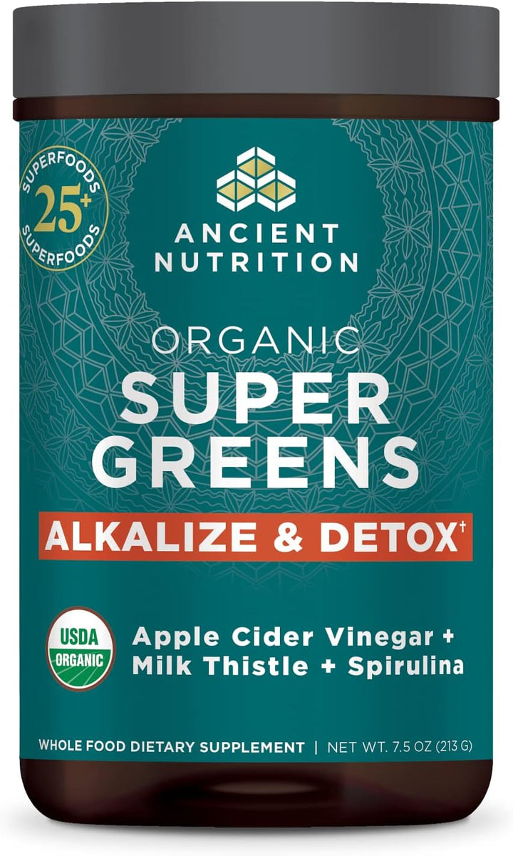Ancient Nutrition Supergreens Alkalize &amp; Detox - Polvo de super...