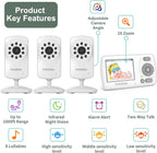 HelloBaby Monitor con 3 cámaras, pantalla de viaje portátil